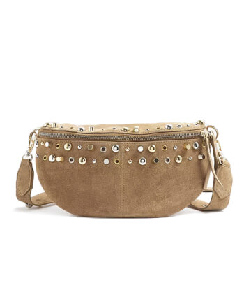Brown Suede Studded Bum Bag