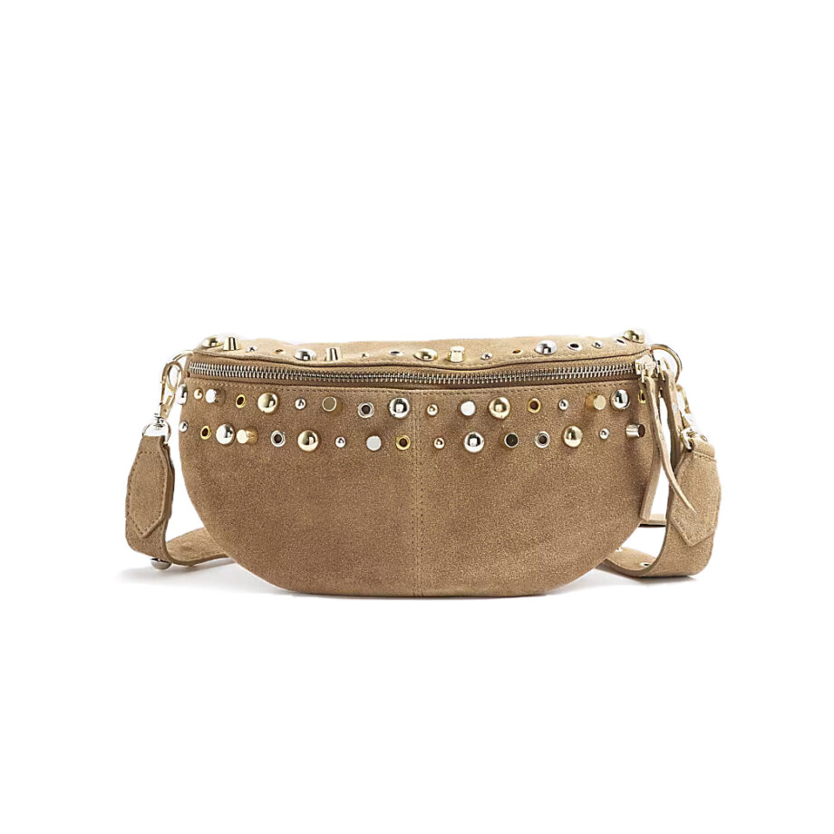 Brown Suede Studded Bum Bag